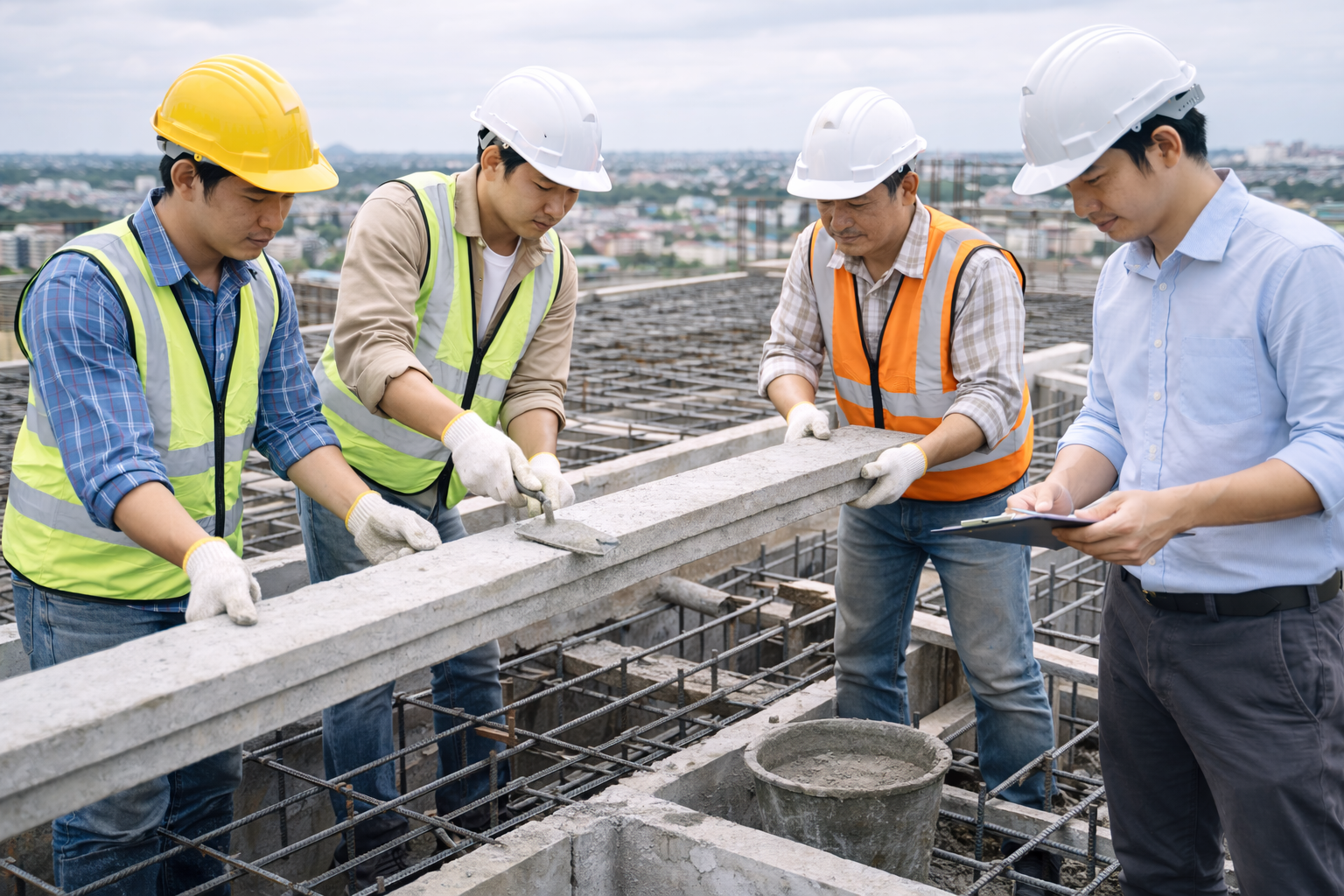 Thi công mái (mái bê tông, mái kết cấu)