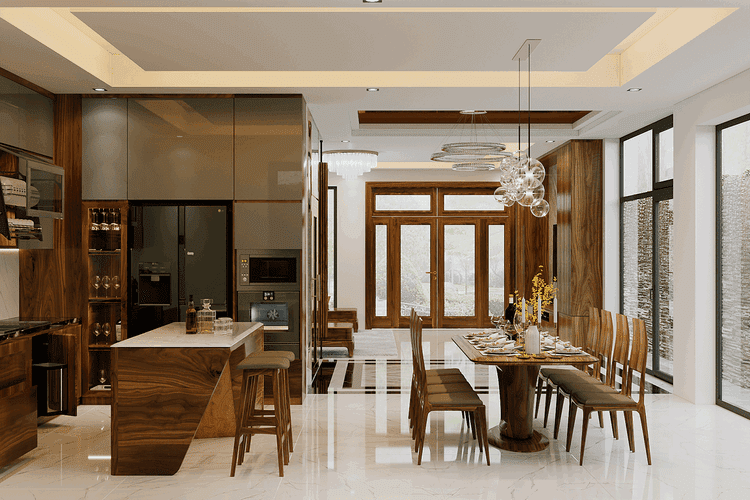 Thi công nội thất nhà bếp biệt thự