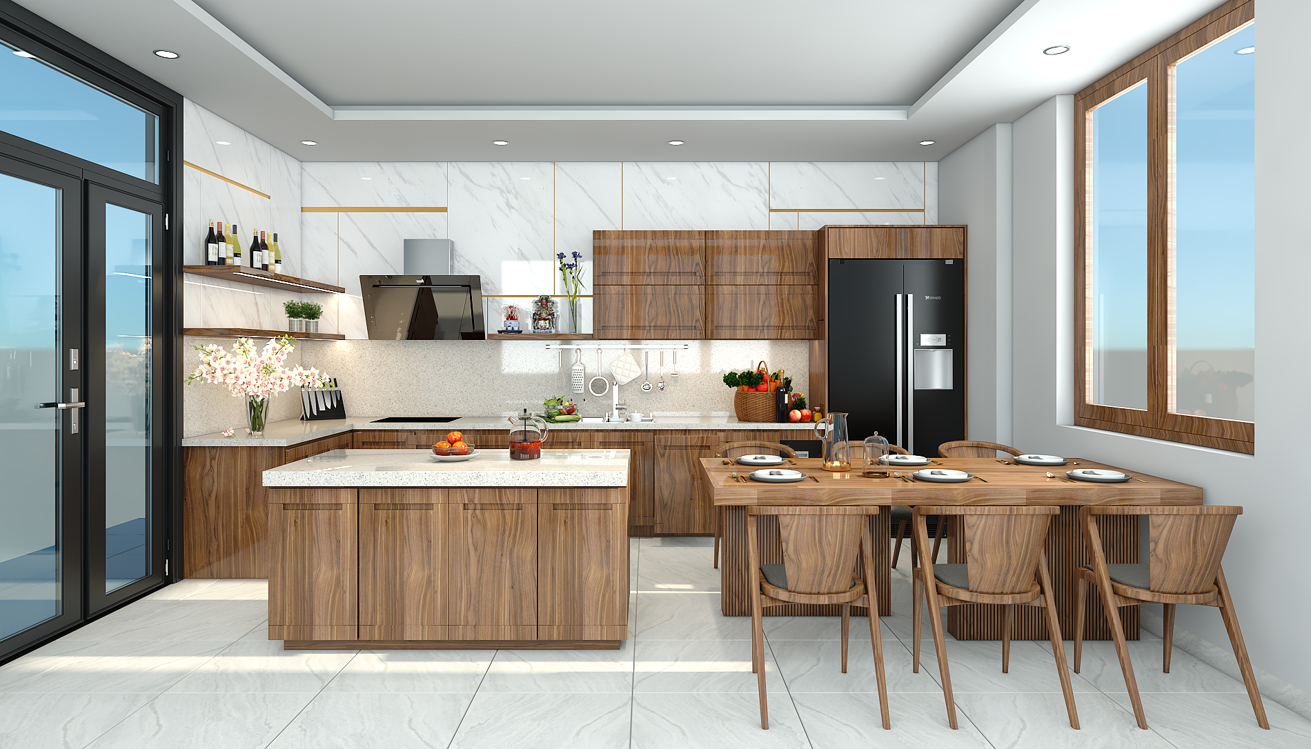 Thi công nội thất nhà bếp nhà vườn