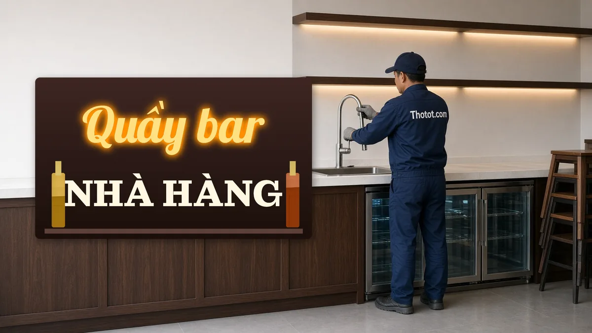 Thi công quầy bar nhà hàng