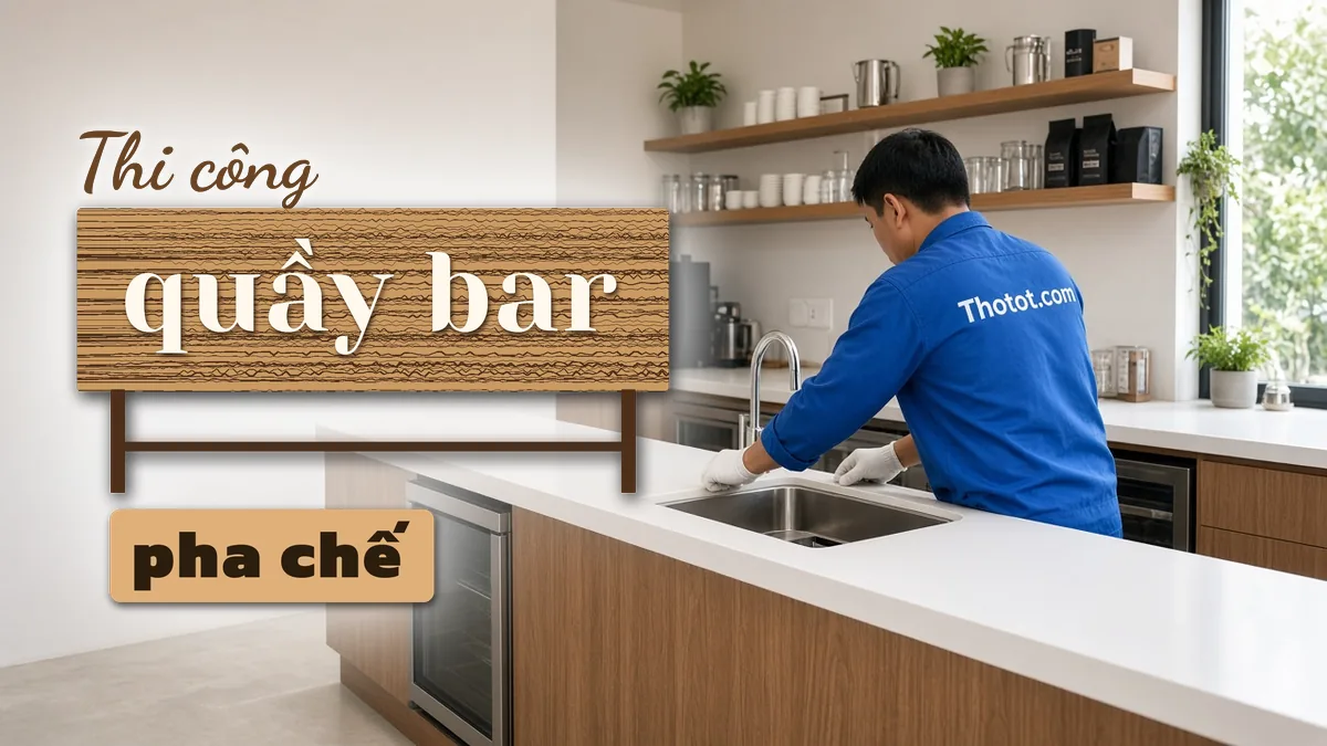 Thi công quầy bar pha chế quán café