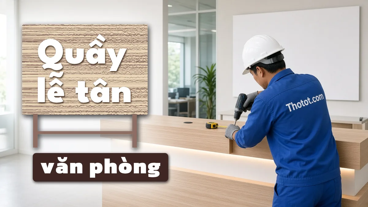 Thi công quầy lễ tân văn phòng