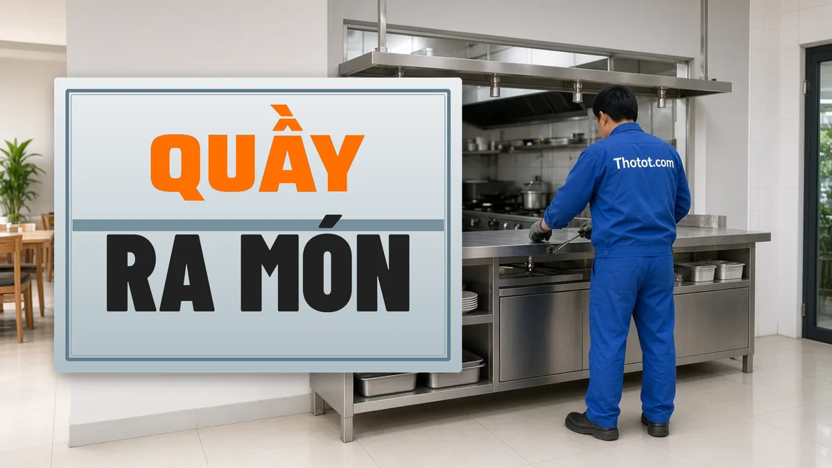 Thi công quầy ra món, quầy phục vụ nhà hàng