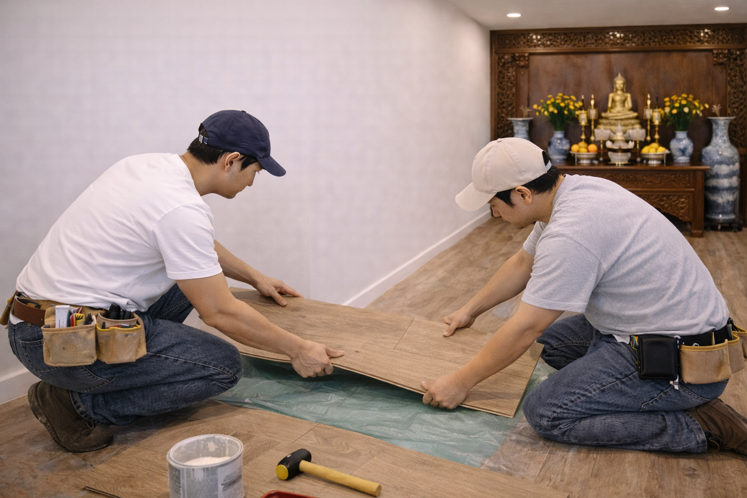 Thi công sàn phòng thờ