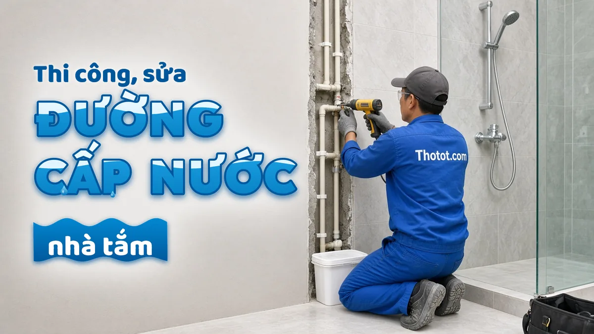 Thi công, sửa đường cấp nước nhà tắm nhà phố