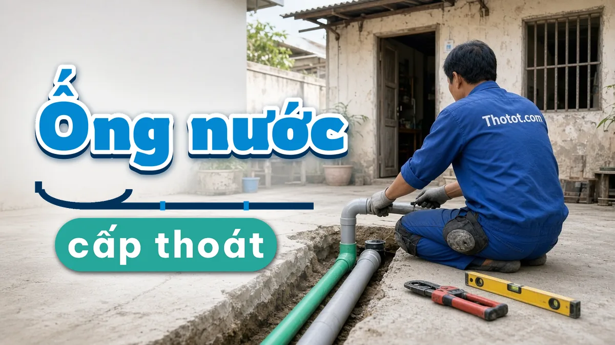 Thi công, sửa đường cấp thoát nước nhà cấp 4