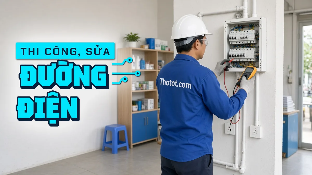 Thi công, sửa đường điện cửa hàng