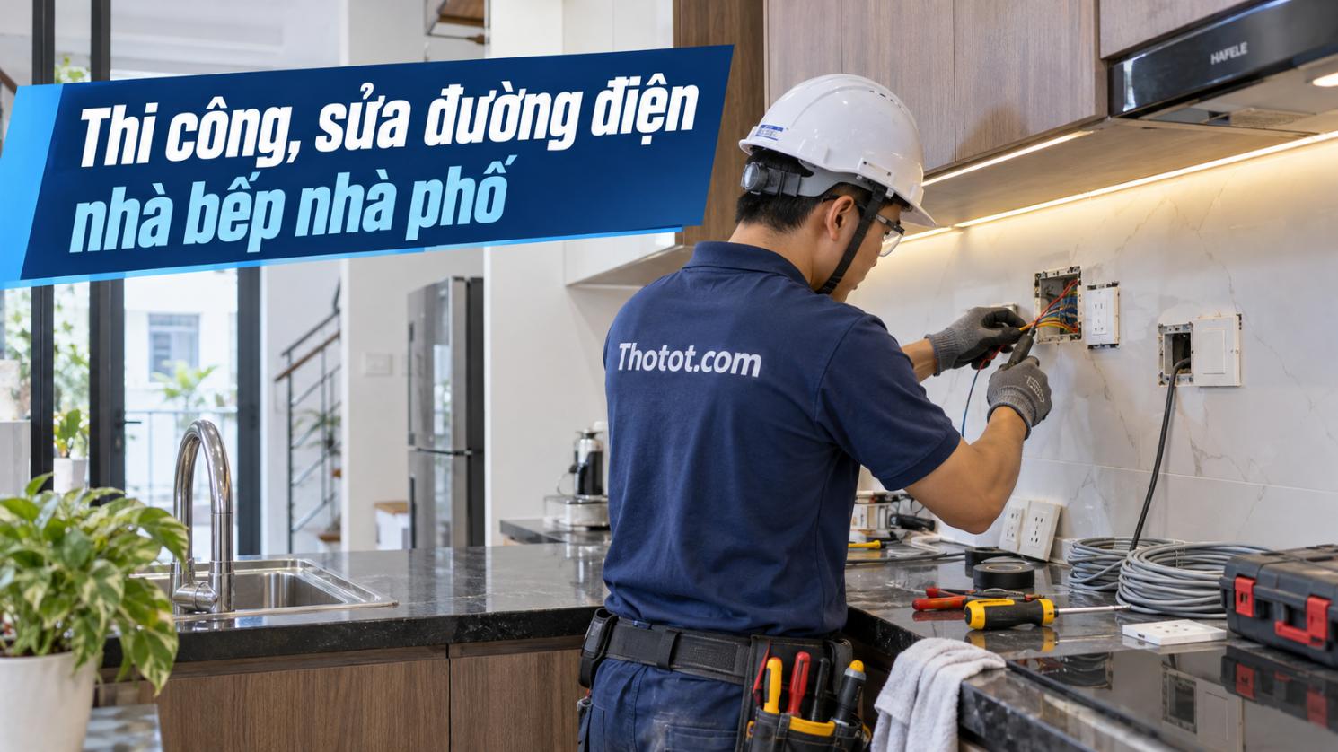 Thi công, sửa đường điện nhà bếp nhà phố