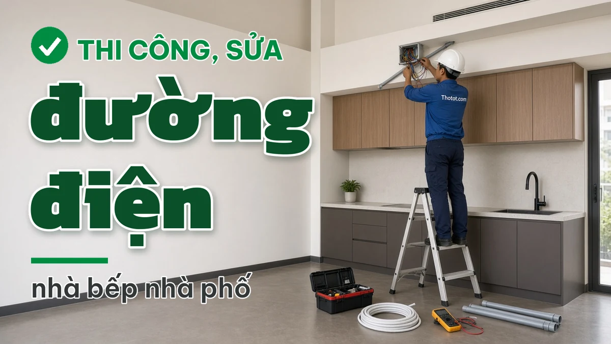 Thi công, sửa đường điện nhà bếp nhà phố