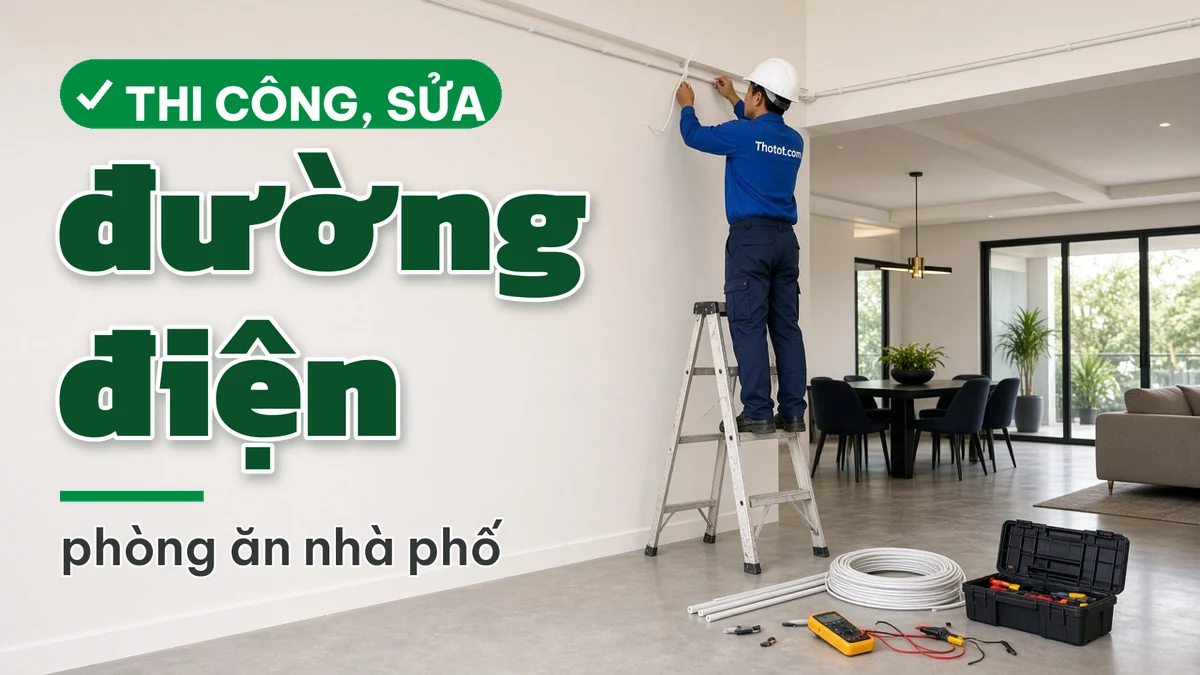 Thi công, sửa đường điện phòng ăn nhà phố