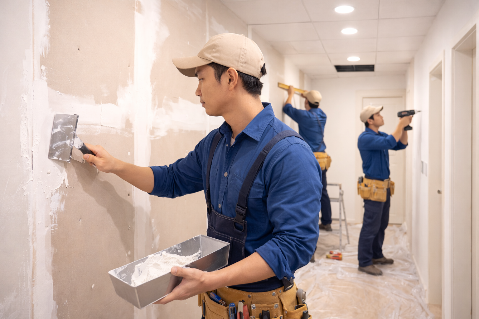 Thi công tường hành lang – lối đi