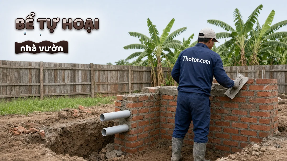 Xây, sửa bể tự hoại nhà vườn