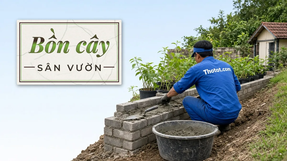 Xây, sửa bồn cây, tường kè sân vườn nhà vườn