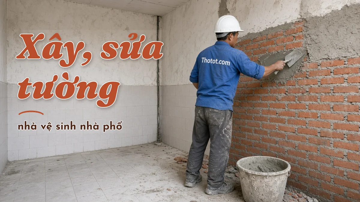 Xây, sửa tường nhà vệ sinh nhà phố