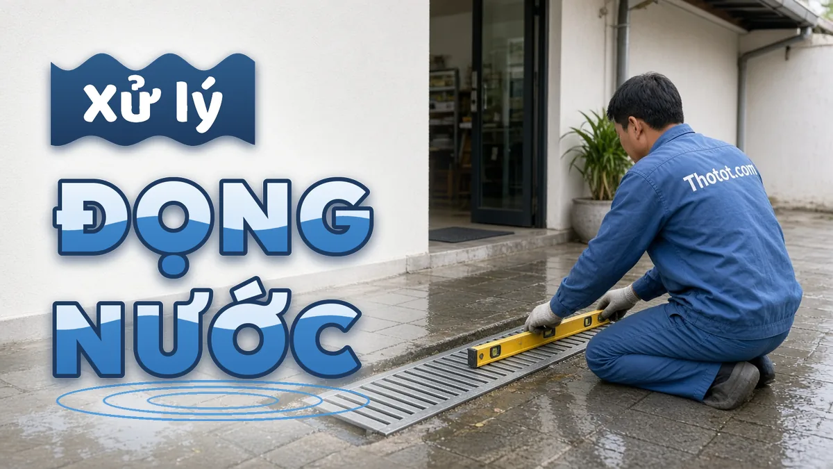 Xử lý đọng nước khu ngoài trời cửa hàng