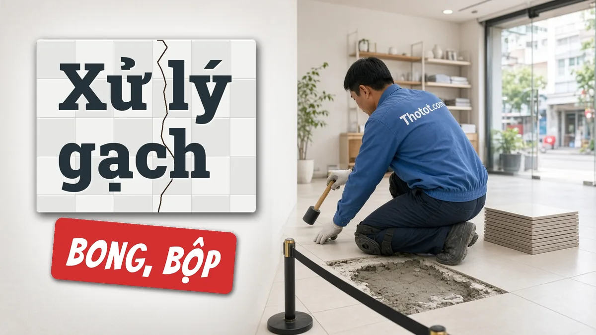 Xử lý gạch nền khu bán hàng cửa hàng bị bong, bộp