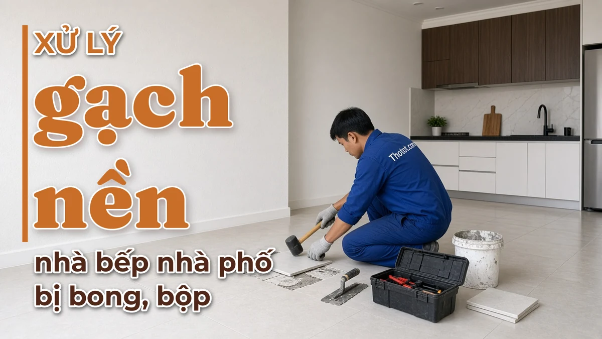 Xử lý gạch nền nhà bếp nhà phố bị bong, bộp