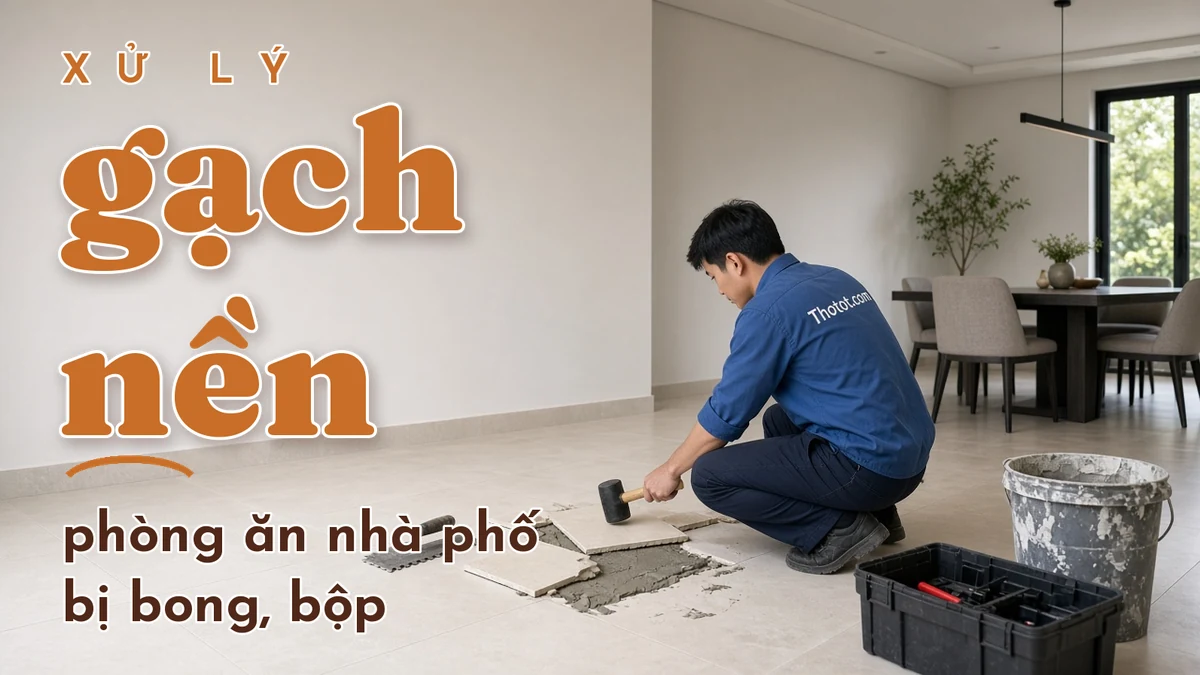 Xử lý gạch nền phòng ăn nhà phố bị bong, bộp