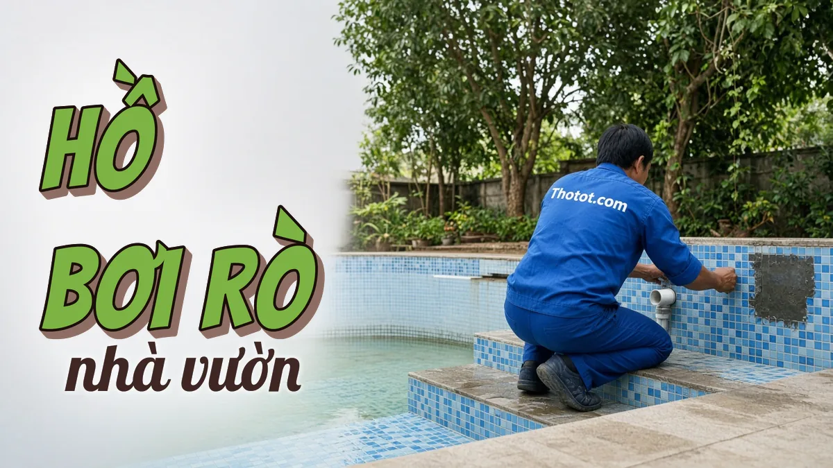 Xử lý hồ bơi nhà vườn bị rò nước