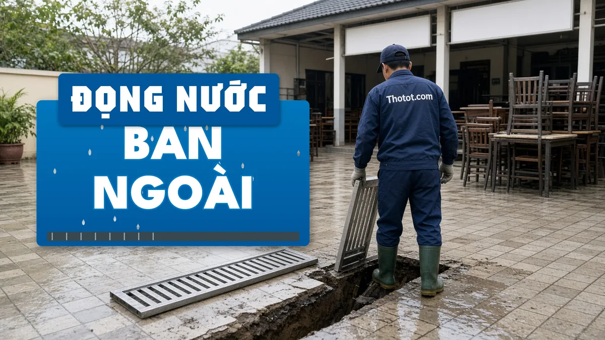 Xử lý khu bàn ngoài trời bị đọng nước