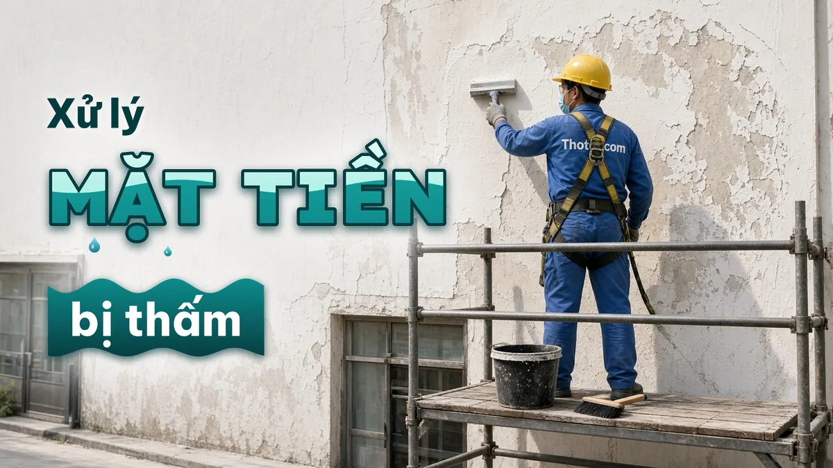 Xử lý mặt tiền cửa hàng bị thấm, bong tróc