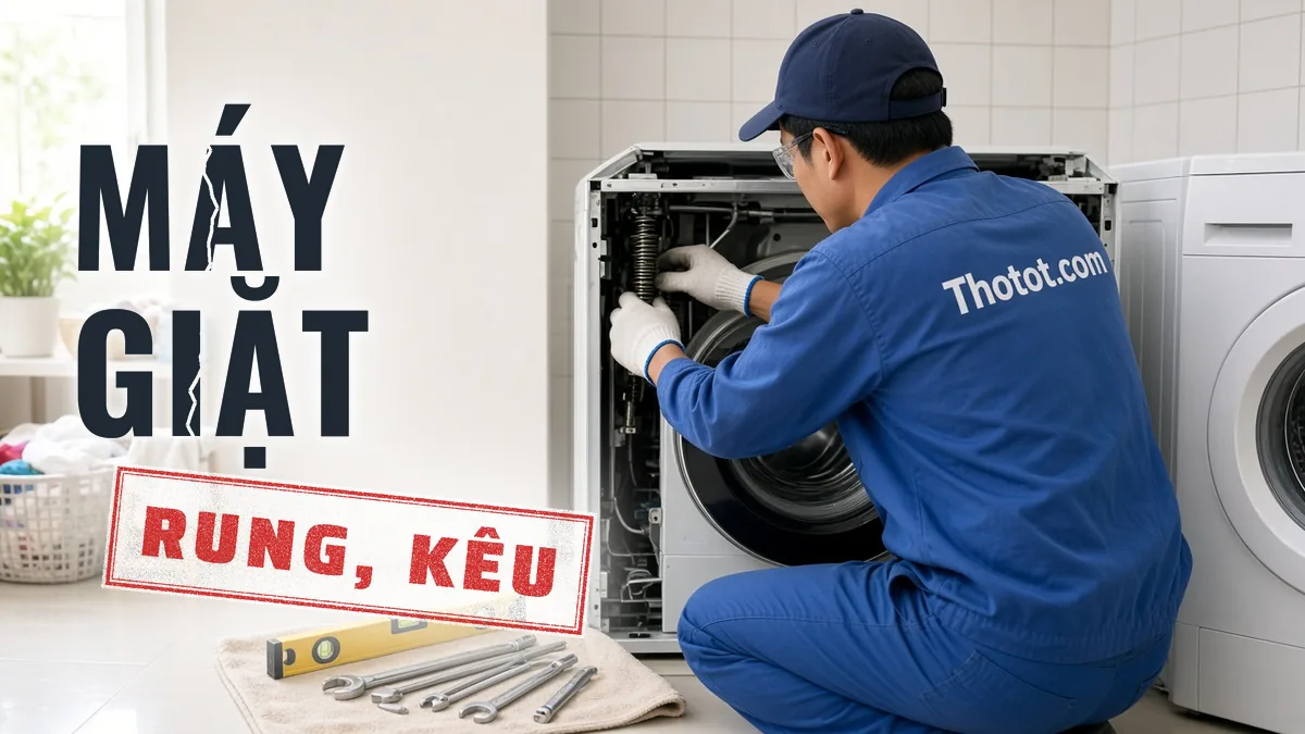 Xử lý máy giặt rung lắc, kêu to