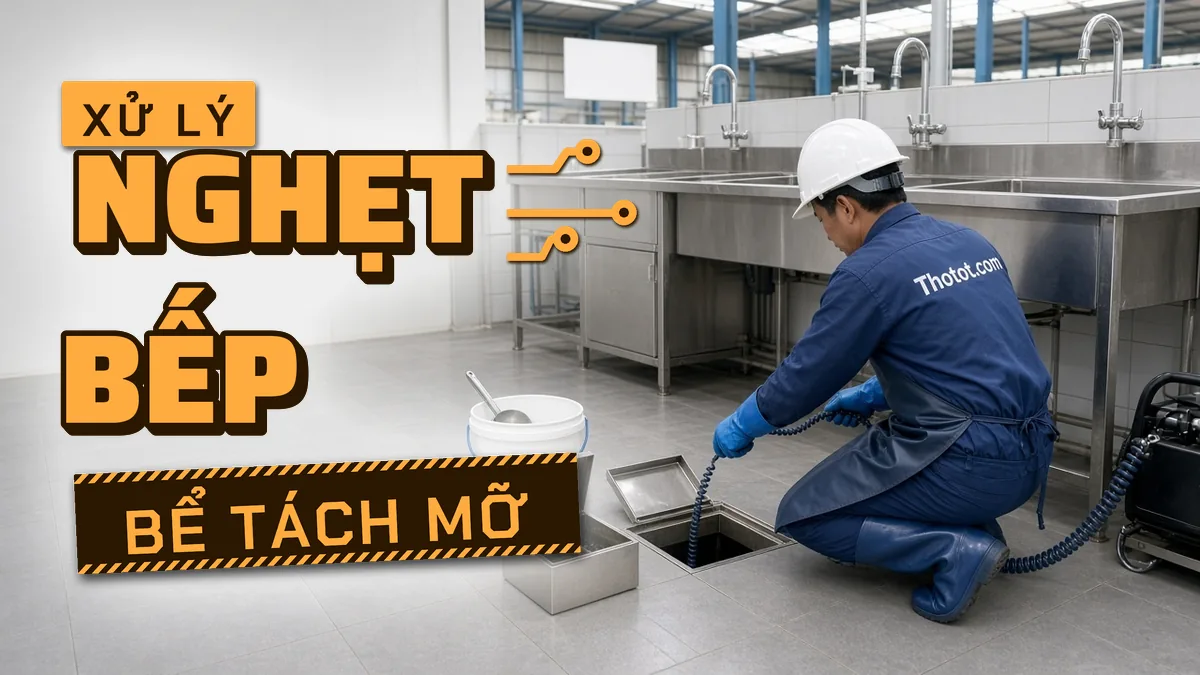 Xử lý nghẹt thoát nước, bể tách mỡ nhà bếp nhà xưởng