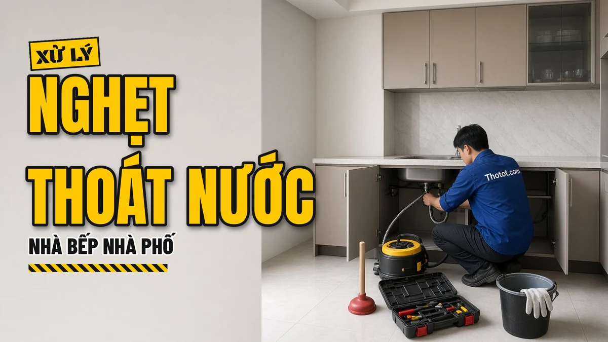 Xử lý nghẹt thoát nước nhà bếp nhà phố