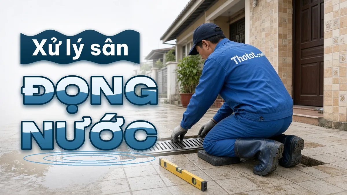 Xử lý sân trước nhà cấp 4 bị đọng nước