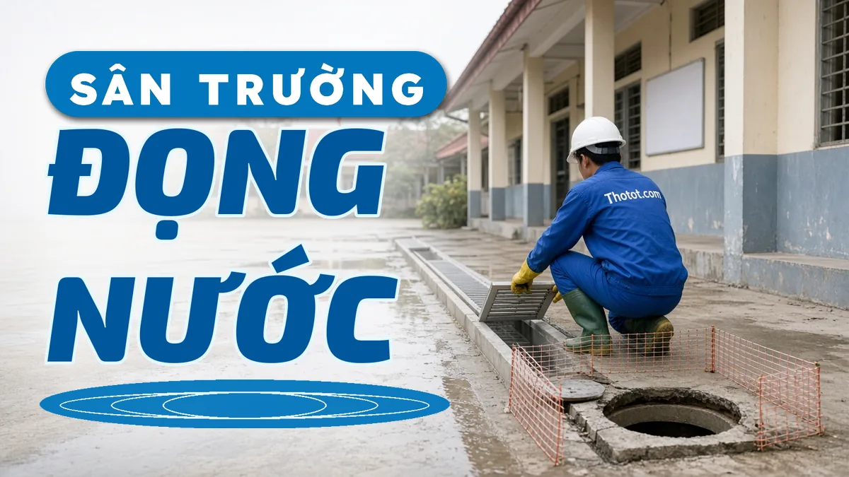 Xử lý sân trường bị đọng nước