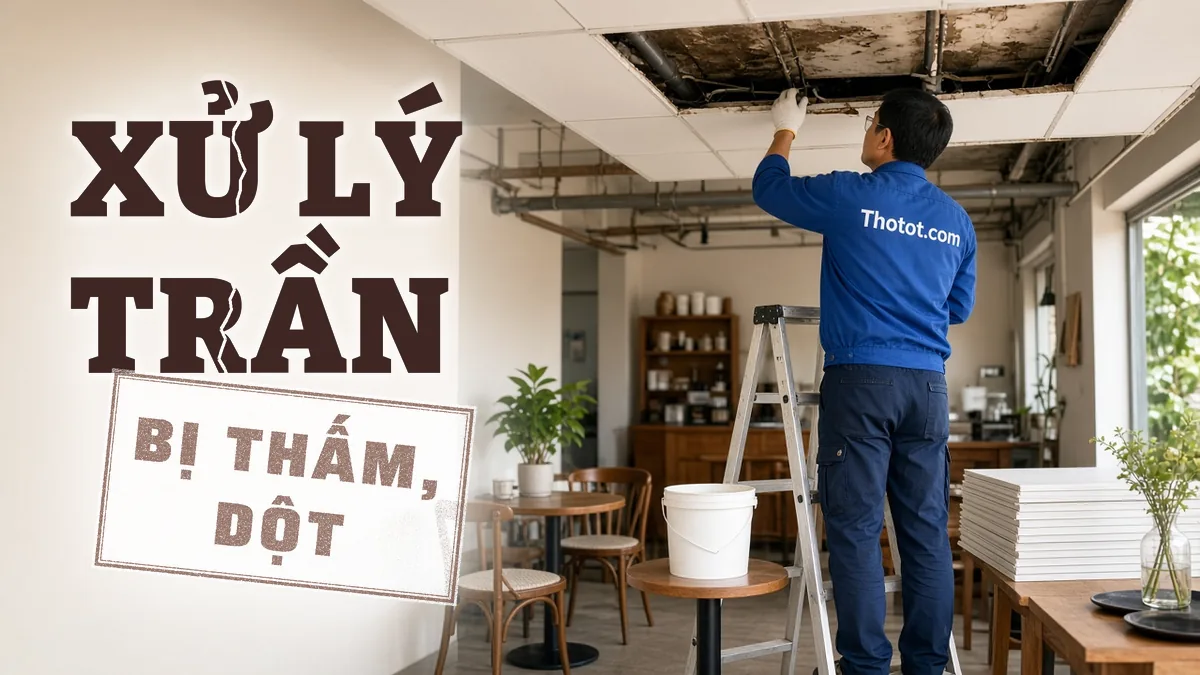 Xử lý trần quán café bị thấm dột