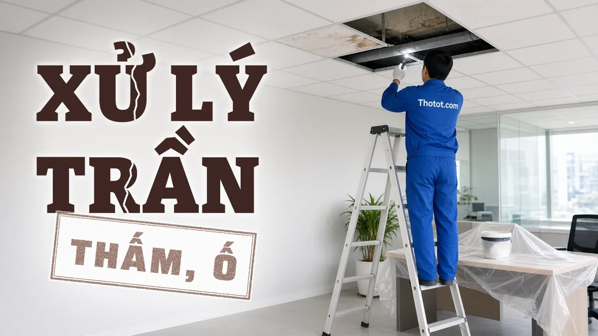 Xử lý trần văn phòng bị thấm, ố