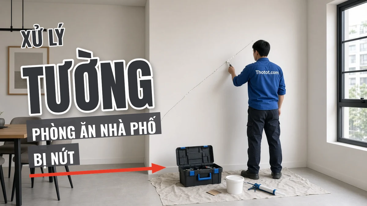 Xử lý tường phòng ăn nhà phố bị nứt